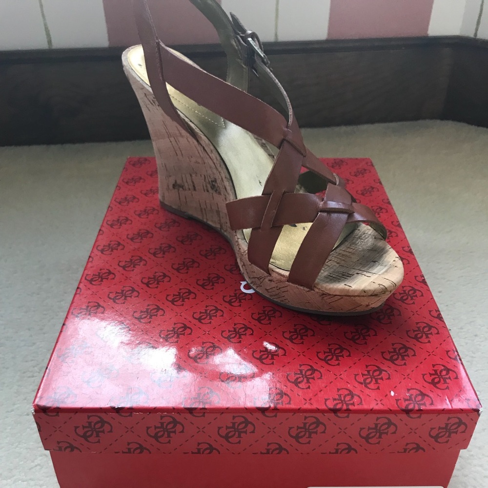 Guess Brown Leather Wedge